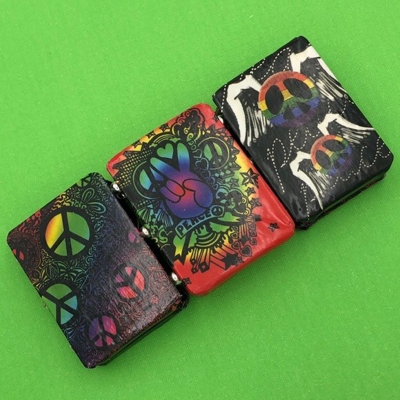 🌼 Peace Sign Multicolor Rainbow Paper Art Stretch Bracelet - Picture 1 of 3